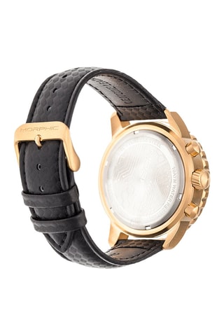 Leren Quartz Horloge M51 Series - Chronograaf - Zwart en Roségoudkleurig