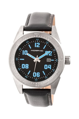 Leren Quartz Horloge M63 - Grijs