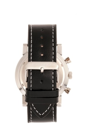 Leren Quartz Horloge Ryker Zwart en Zilverkleurig