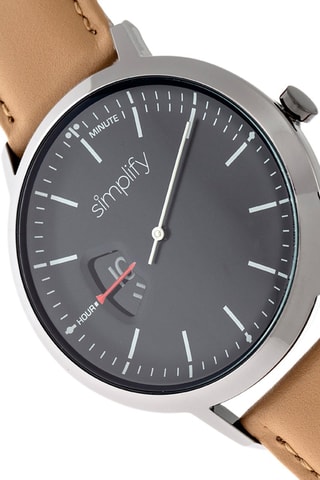 Leren Quartz Horloge The 6500 Beige en Zilverkleurig