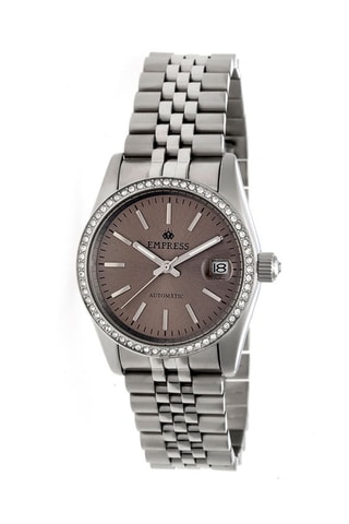 Automatisch Stalen Horloge Constance Zilverkleurig en Bruin - Empress