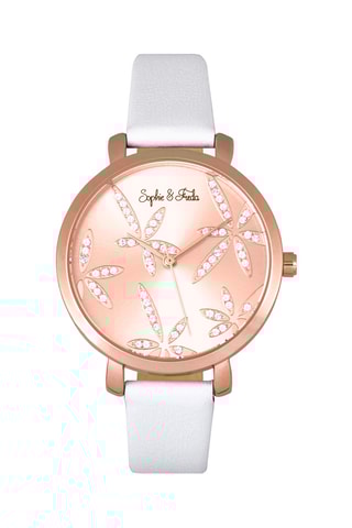 Leren Quartz Horloge met Swarovski Kristallen Key West Wit en Roségoudkleurig