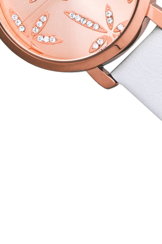 Leren Quartz Horloge met Swarovski Kristallen Key West Wit en Roségoudkleurig