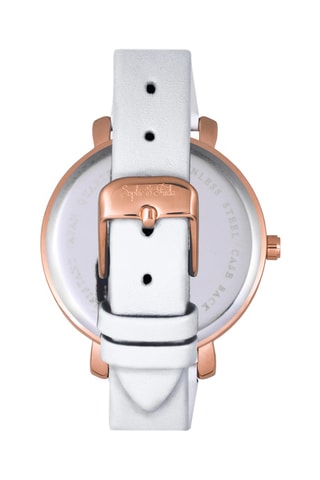 Leren Quartz Horloge met Swarovski Kristallen Key West Wit en Roségoudkleurig
