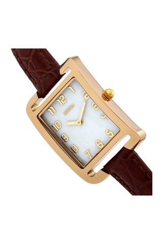 Leren Quartz Horloge- Bruin en Goudkleurig - Bertha