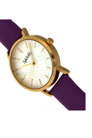 Leren Quartz Horloge- Paars en Goudkleurig - Sophie & Freda