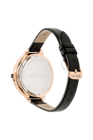 Leren Quartz Horloge Madison Zwart en Goudkleurig