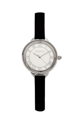 Leren Quartz Horloge Madison Zwart en Zilverkleurig
