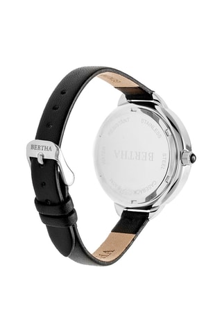 Leren Quartz Horloge Madison Zwart en Zilverkleurig