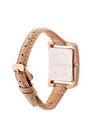 Leren Quartz Horloge Marisol   Beige en Roségoudkleurig