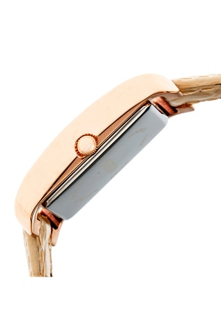 Leren Quartz Horloge Marisol   Beige en Roségoudkleurig