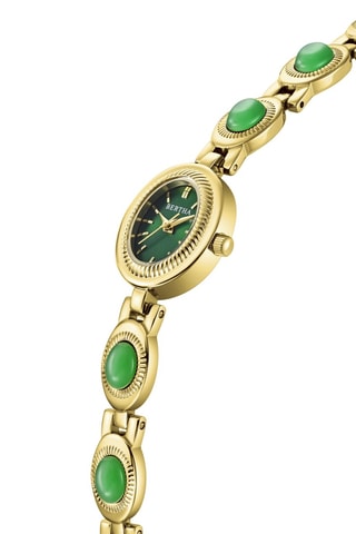 Stalen Quartz Horloge - Geelgoud