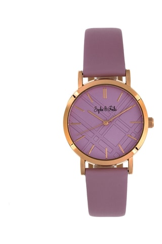 Leren Quartz Horloge - Paars en Goudkleurig