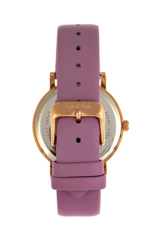 Leren Quartz Horloge - Paars en Goudkleurig