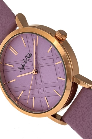 Leren Quartz Horloge - Paars en Goudkleurig