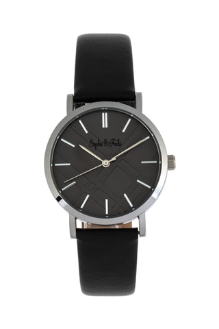 Leren Quartz Horloge - Zwart en Zilverkleurig