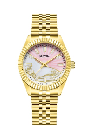 Stalen Quartz Horloge - Geelgoud