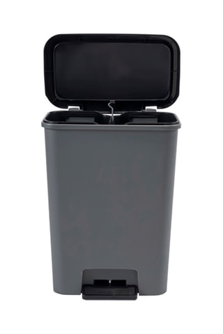 Poubelle de tri à pédale Compatta - 46 l - Gris et noir