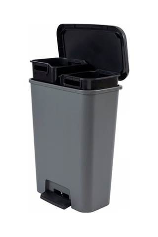 Poubelle de tri à pédale Compatta - 46 l - Gris et noir