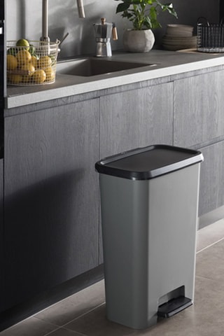 Poubelle de tri à pédale Compatta - 46 l - Gris et noir