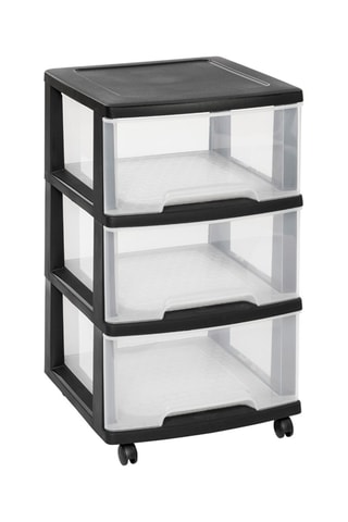 Tour de rangement à roulettes - 37,1 x 38,9 x 67 cm - Noir