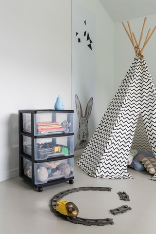 Tour de rangement à roulettes - 37,1 x 38,9 x 67 cm - Noir