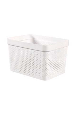 Bac de rangement Infinity Dots recyclé -  17 l - Blanc