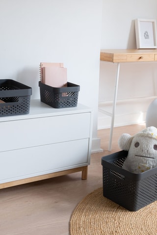 Bac de rangement Infinity Dots recyclé -  17 l - Gris