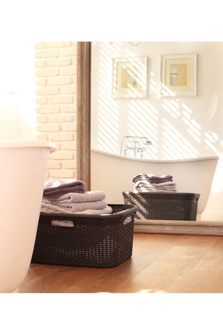 Panier à linge aspect rotin - 59,2 x 27 x 38 cm