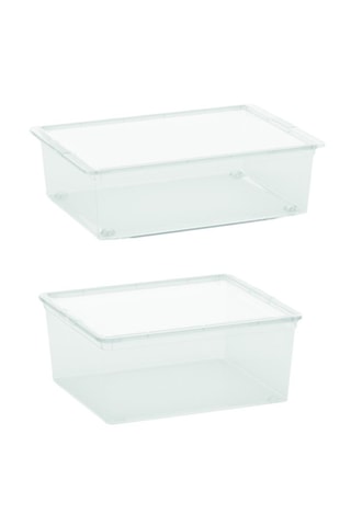 2 x Boîte de rangement - 18 l et 27 l - Blanc	