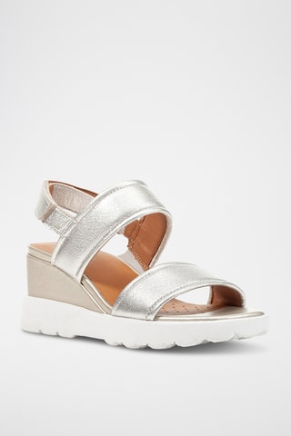 Sandales à talons compensées en cuir Spherica Ec6  - Argenté