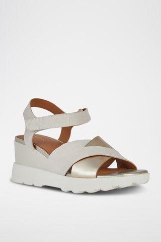 Sandales compensées en cuir Spherica Ec6 - Beige