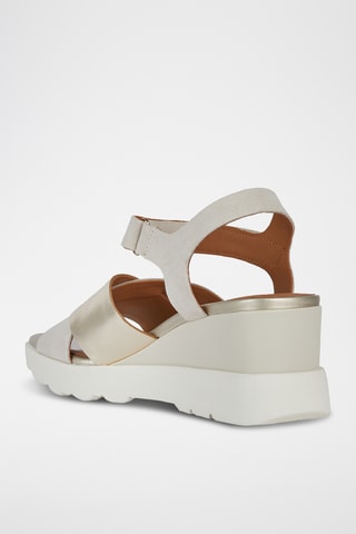 Sandales compensées en cuir Spherica Ec6 - Beige