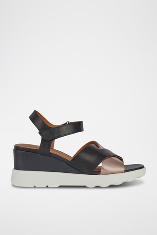 Sandales à talons compensées en cuir Spherica Ec6  - Noir