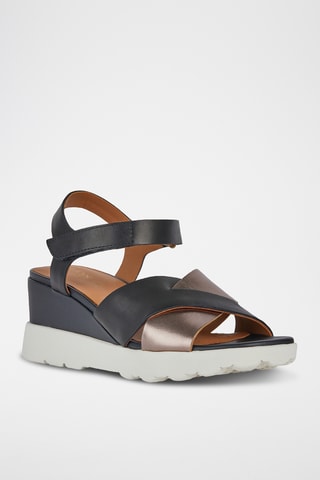 Sandales à talons compensées en cuir Spherica Ec6  - Noir