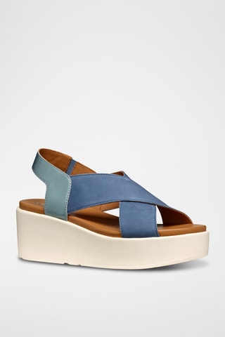 Sandales à talons plateformes en cuir nubuck Xan2.2S  - Bleu