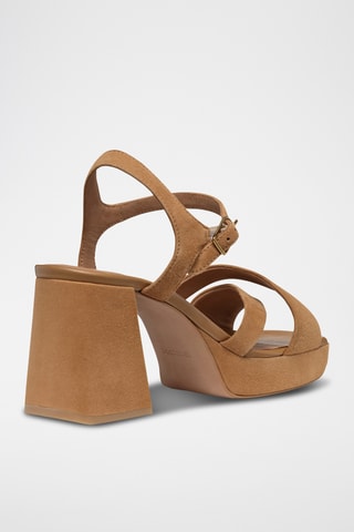 Sandali con tacco platform in pelle scamosciata Soledea  - Marrone chiaro