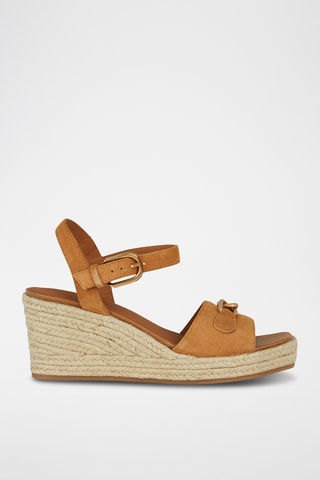 Sandales à talons compensées en nubuck Panarea  - Camel