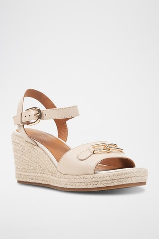 Sandales à talons compensées en cuir Panarea  - Beige