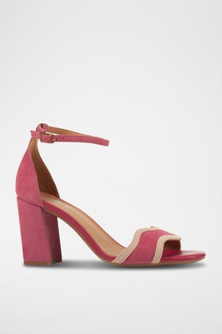 Sandali con tacco in pelle scamosciata New Eraklia 80 - Rosa