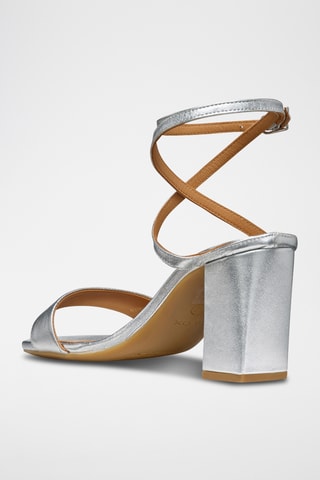 Sandali con tacco in pelle New Eraklia 80 - Argentato