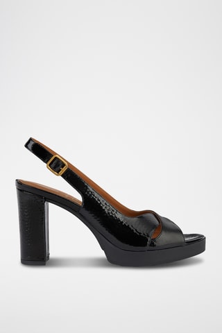 Sandali con tacco platform in pelle Walk Pleasure 85S  - Nero