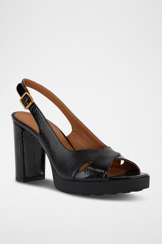 Sandali con tacco platform in pelle Walk Pleasure 85S  - Nero