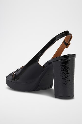 Sandali con tacco platform in pelle Walk Pleasure 85S  - Nero