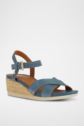 Sandales à talons compensées en nubuck Ischiaorda  - Bleu