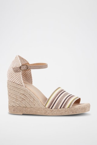 Sandales compensées en cuir Oleandra - Taupe et beige