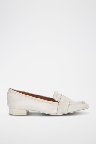 Slippers en cuir de chèvre nubuck Charyssa - Beige