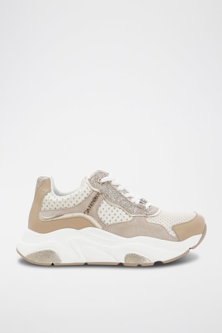 Leren Sneakers - Café Noir - Wit en beige