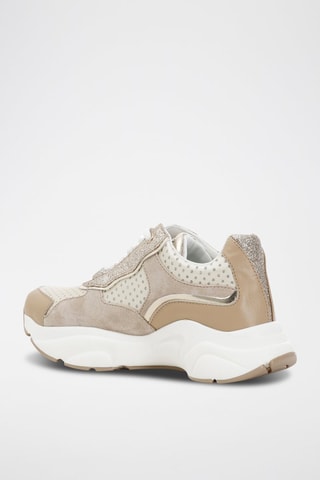 Leren Sneakers - Café Noir - Wit en beige