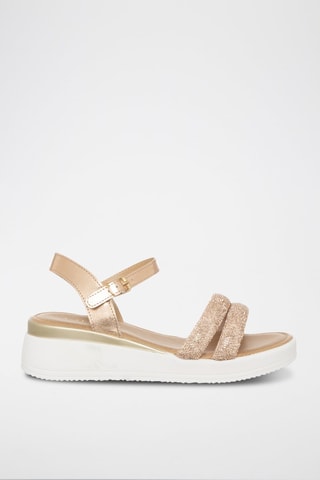 Sandalen met Sleehak Roségoudkleurig   - Roze en goudkleurig